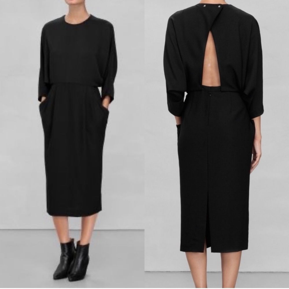 & Other Stories Open Back Rhinestone Detail Batwing Midi Dress